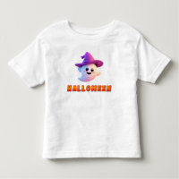 Cute Ghost Wearing Purple Witch Hat