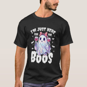Cute Ghost Wine Halloween Design T-Shirt