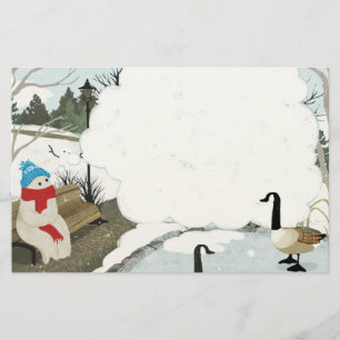 Cute Ghost winter duck pond Stationery