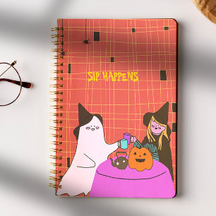 Cute Ghost & Witch Halloween Notebook