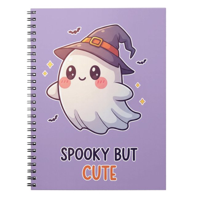 Cute Ghost Witch Halloween Spooky Cute Notebook (Front)