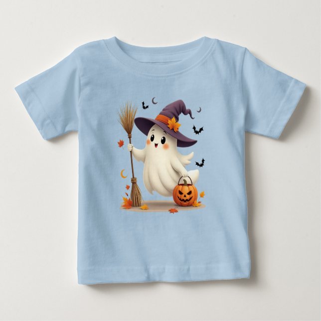 Cute Ghost Witch Halloween Toddler T-Shirt (Front)
