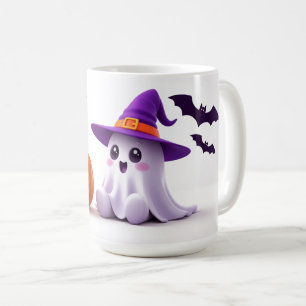 Cute Ghost Witch Hat Halloween Scene 👻 Coffee Mug