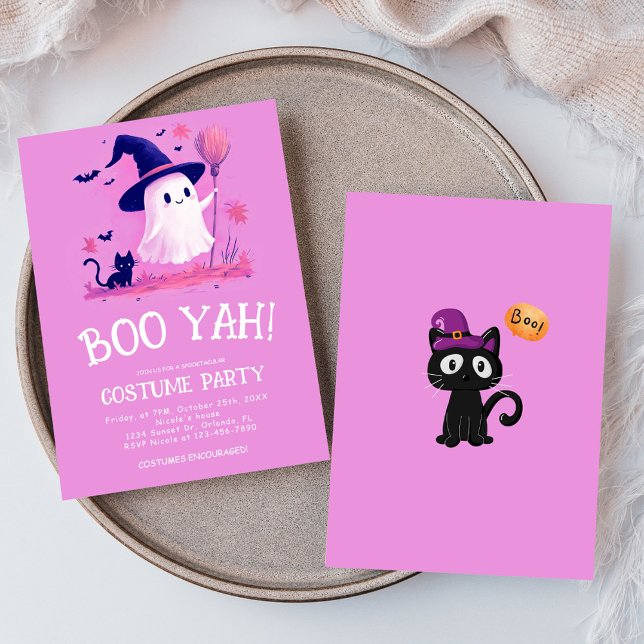 Cute Ghost Witch Kids Halloween Costume Party Invitation (Cute Ghost Witch Kids Halloween Costume Party Invitation)
