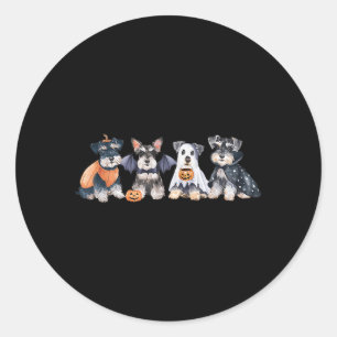 Cute Ghost Witch Miniature Schnauzer Halloween Dog Classic Round Sticker
