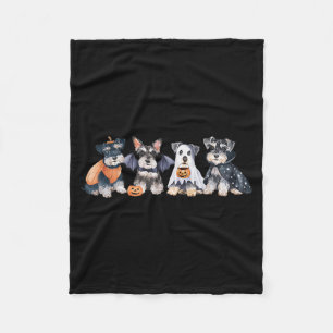 Cute Ghost Witch Miniature Schnauzer Halloween Dog Fleece Blanket