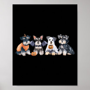 Cute Ghost Witch Miniature Schnauzer Halloween Dog Poster