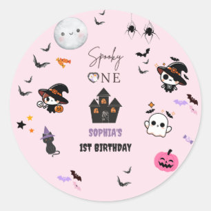 Cute Ghost & Witch Party  Classic Round Sticker