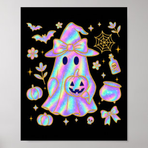 Cute Ghost Witch Shirt Pumpkin Cauldron Spider Hal Poster
