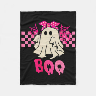Cute Ghost With Bow Boo Halloween For Girls Kids T Fleece Blanket