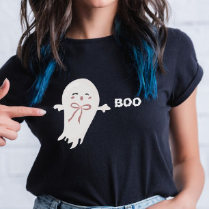 Cute Ghost with Bow Boo  T-Shirt