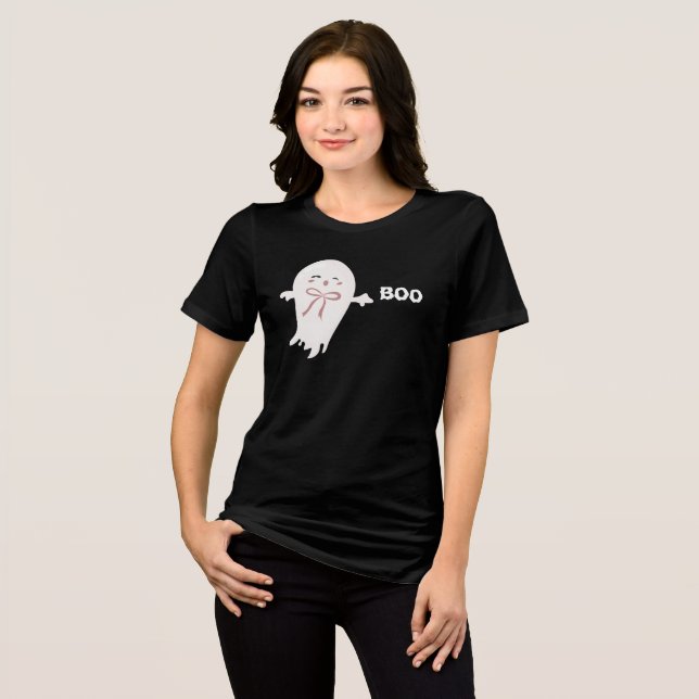 Cute Ghost with Bow Boo  Tri-Blend Shirt (Front Full)