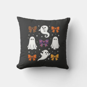 Cute Ghost with Bows Halloween Design_1 Cushion