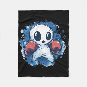 Cute Ghost With Boxing Gloves Splash Fleece Blanket