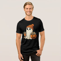 Cute Ghost with Candy & Pumpkin Drink