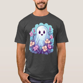 Cute Ghost With Flowers I Kids 1 T-Shirt