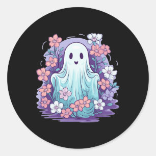 Cute Ghost With Flowers I Kids Ghost  Classic Round Sticker