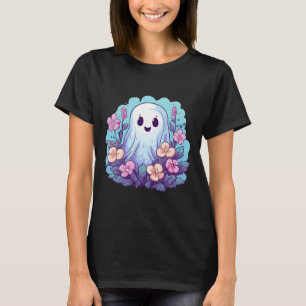 Cute Ghost With Flowers I Kids Ghost  T-Shirt