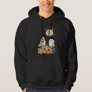 Cute ghost with flowers in pumpkin patch hoodie