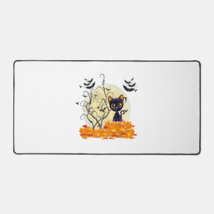 Cute ghost with halloween candy desk mat