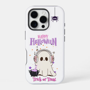 Cute Ghost with Headphones Halloween iPhone 16 Pro Case