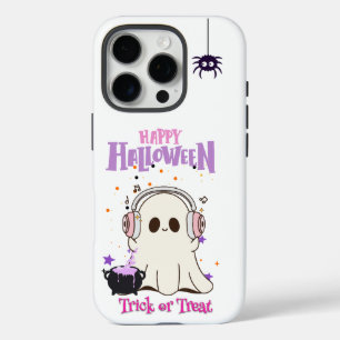 Cute Ghost with Headphones Halloween iPhone 16 Pro Case