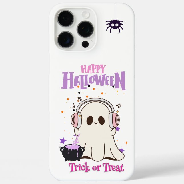 Cute Ghost with Headphones Halloween iPhone 16 Pro Case-Mate iPhone Case (Back)