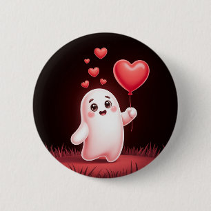Cute Ghost with Heart – Fun Button