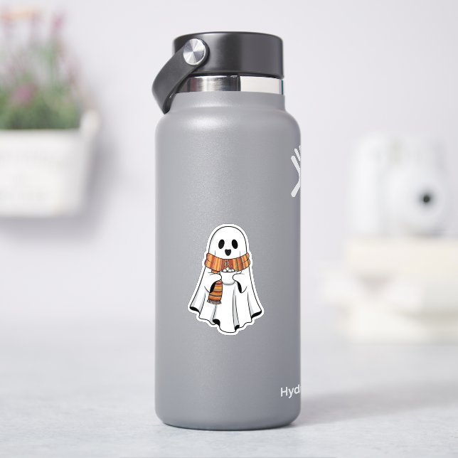 Cute Ghost with Hot Cocoa Sticker (HydroFlask)