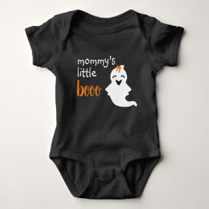 Cute Ghost With Orange Bow Mummy's Little Boo Baby Bodysuit