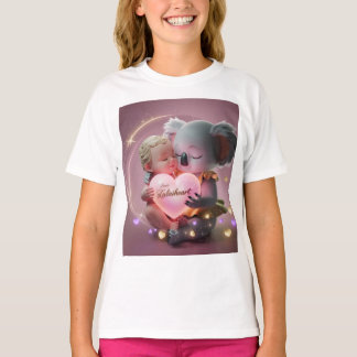 Cute ghost with pumpkin and moon T-Shirt