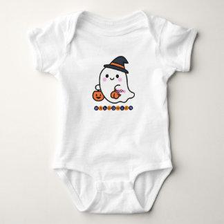Cute Ghost with Pumpkin Baby Halloween Bodysuit