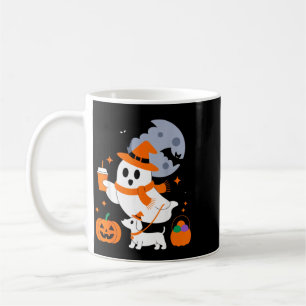 Cute Ghost With Pumpkin Dog For Halloween Fun Coffee Mug