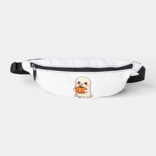 Cute Ghost with Pumpkin � Funny Halloween Bum Bags