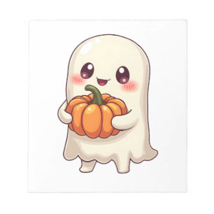 Cute Ghost with Pumpkin � Funny Halloween Notepad