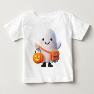 Cute Ghost with Pumpkin – Halloween Kids Baby T-Shirt