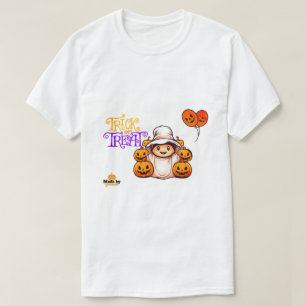 Cute Ghost with Pumpkins Trick or Treat Halloween  T-Shirt