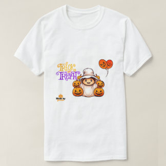 Cute Ghost with Pumpkins Trick or Treat Halloween  T-Shirt
