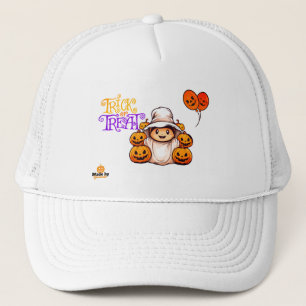 Cute Ghost with Pumpkins Trick or Treat Halloween Trucker Hat