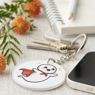 Cute Ghost with Red Cape Key Ring