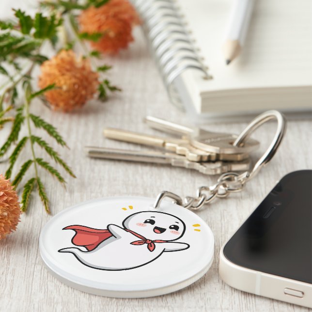 Cute Ghost with Red Cape Key Ring (Front Right)