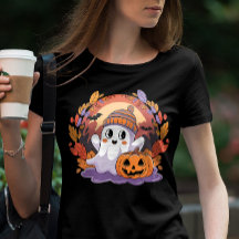 Cute Ghost with Spooky Pumpkin Buddy Halloween