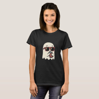 Cute Ghost with Sunglasses Coffee Lover Women's T- T-Shirt