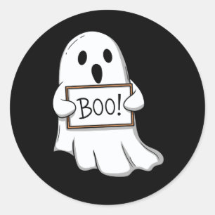 Cute Ghostly BOO Fun Classic Round Sticker