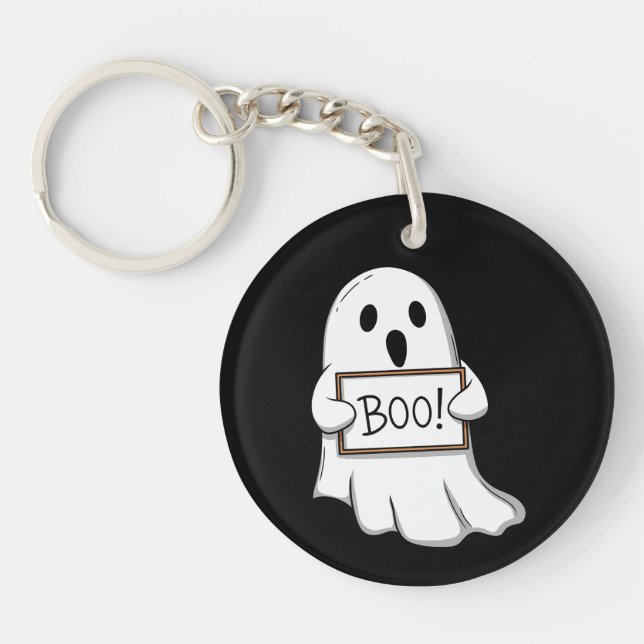Cute Ghostly BOO Fun Key Ring (Front)
