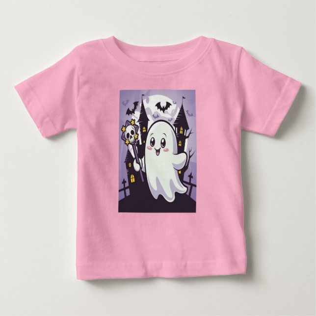Cute Ghostly Poster with a Playful Twist Baby T-Shirt (Front)