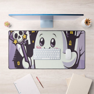 Cute Ghostly Poster with a Playful Twist Desk Mat
