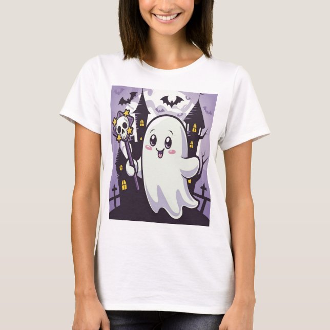 Cute Ghostly Poster with a Playful Twist T-Shirt (Front)