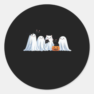 Cute Ghosts and Black Cats Halloween � Spooky Seas Classic Round Sticker