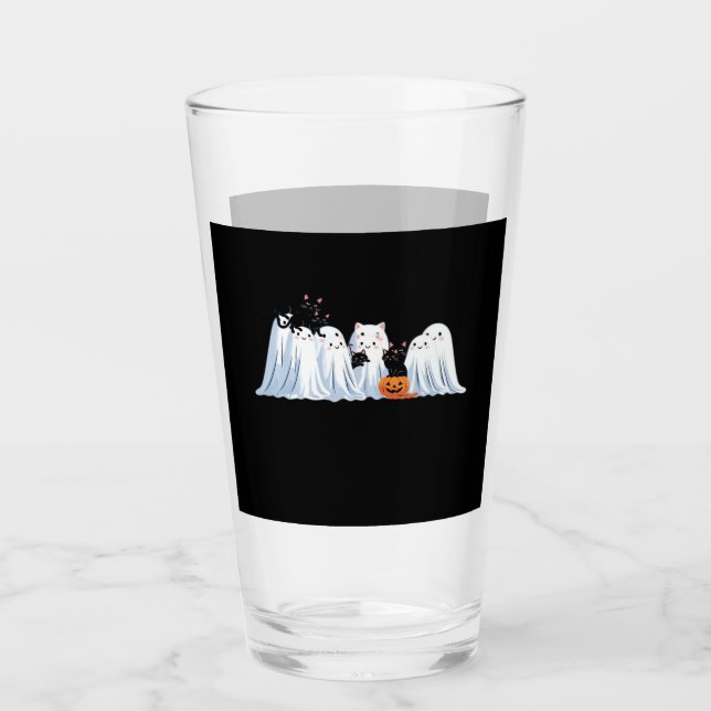 Cute Ghosts and Black Cats Halloween � Spooky Seas Glass (Front)